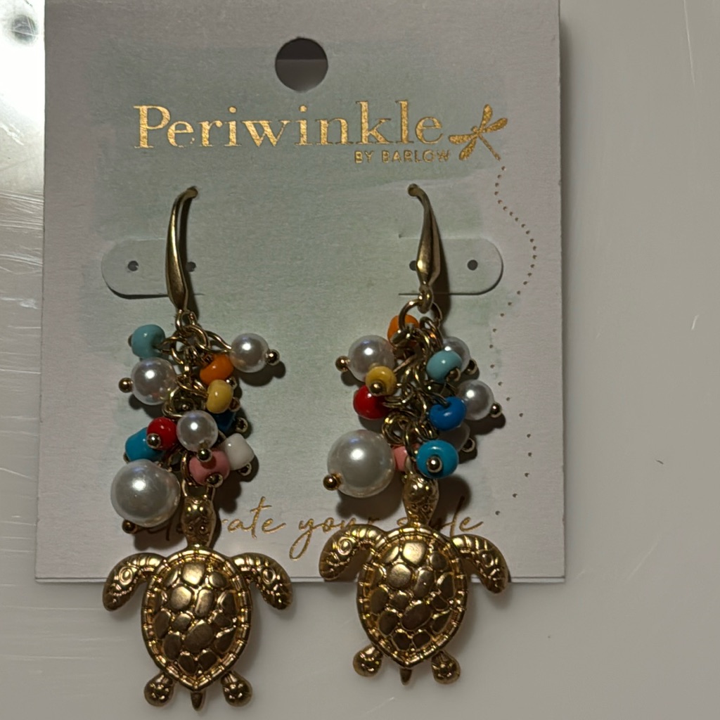 Periwinkle By Barlow Nautical Turtle Earrings Beads New